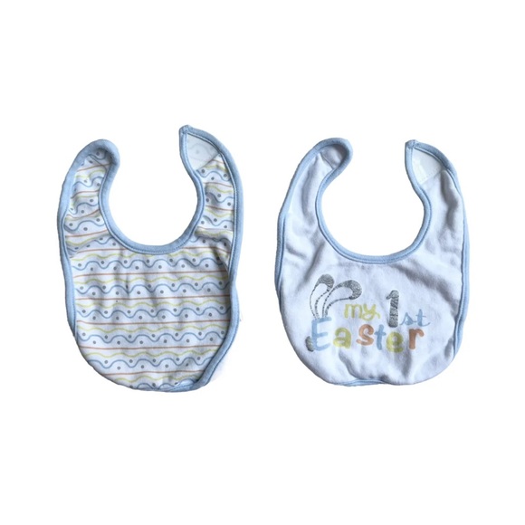 Cutie Pie Bibs 2 Pack Baby Boy My First Easter Pastel White - Picture 1 of 13